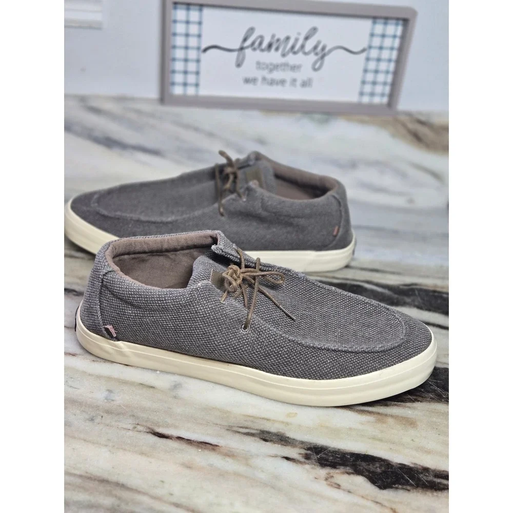 Lamo Women Charcoal Gray Canvas Boat Shoes Loafers Size 13‎